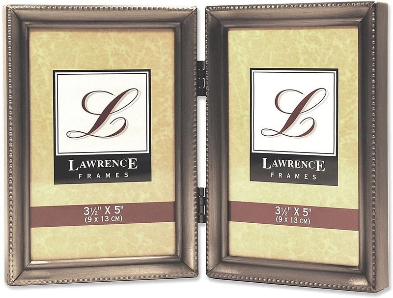 Lawrence Frames Bead Border Design, 3.5x5 Double, Pewter